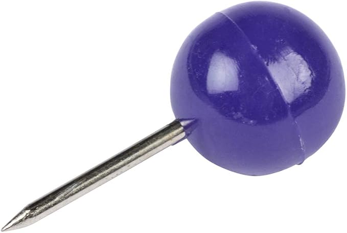 JAM PAPER Colorful Push Pins - Round Head Map Thumb Tacks - Purple Pushpins - 100/Pack