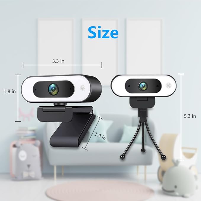 1080P USB Camera for Switch 2/ PC, Ring Light & 3-Level Brightness - Streaming Camera with Built-in Mic, Tripod & Plug&Play for Zoom/Skype/Facetime, PC/Mac/Laptop