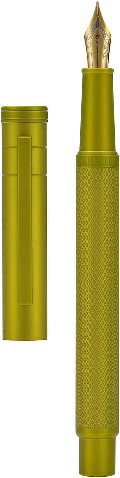 Asvine Mustard Yellow Forest Fountain Pen Fine Nib, Classic Design with Converter and Metal Pen Case, The Light of Hope Serise