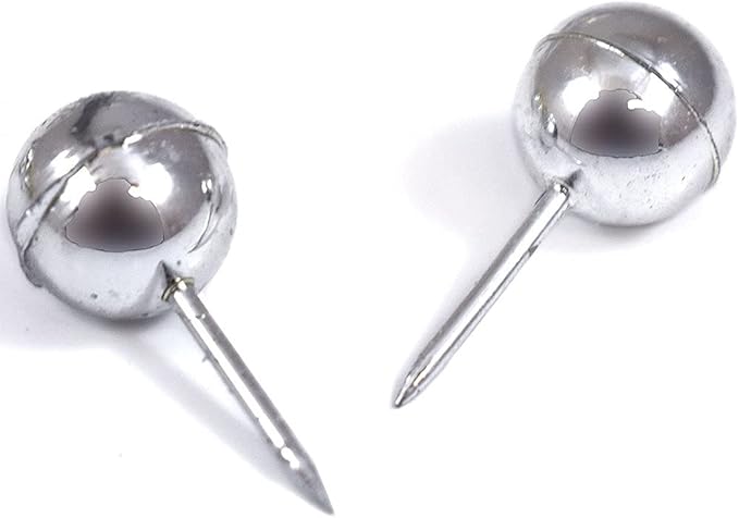 JAM PAPER Colorful Push Pins - Round Head Map Thumb Tacks - Silver PushPins - 100/Pack