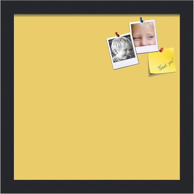 PinPix 12x12 Inch Cork Bulletin Board. This Decorative Framed Pin Board Comes with Honey Pastel Design and a Satin Black Frame. Ideal for Home Office Decor or Message Board (PinPix-1810)