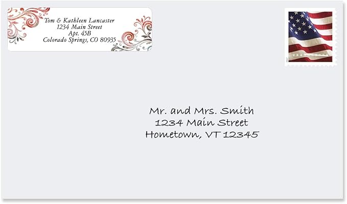 Colorful Images Colorful Gray Swirls Rolled Personalized Return Address Mailing Labels with Dispenser, Customize with Name & Shipping Address, 500 ¾” x 2½” Self Adhesive, Easy Peel Label Roll