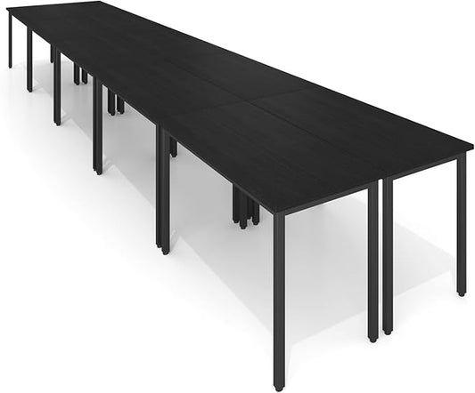 Bonzy Home Conference Tables 20ft Office Computer Desk for Meeting Room Study Writing Printer Podcast Table for 24 People Modern Black 10PCS 236.2"x47.2"x29.5"