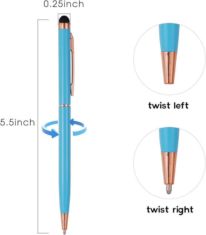 15 Pack Stylus Pens for Touch Screens Stylus Pen Compatible with Phone Tablets Kindle and Black Ink Ballpoint Pens-2 in 1 Stylists Pens (8005 Rose Gold B)