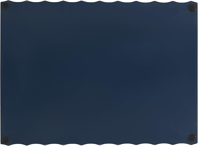 Kate and Laurel Lissi Decorative Rectangle Tray with Wavy Design, 16 x 12, Navy Blue, Modern Scalloped Serving Tray for Coffee Table Ottoman, Dining Table, or Entryway Catch-All Tray
