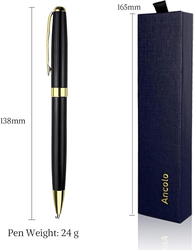 Ancolo Personalized Business Pens - Black Ink with 10 Extras Refills 5 Gift Boxed - Custom with Your Name or Message, Perfect for Students/Teacher/Manager/Lawyer/Professor 5PCS/Pack
