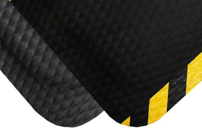 American Floor Mats Hog Heaven Premium 7/8" Black & Yellow Border 3' x 6' Nitrile Backed Anti-Fatigue Comfort Mat