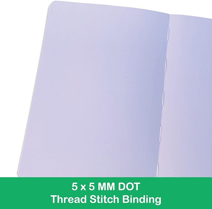 Dotted Notebook Journal 180GSM Bamboo Thick White Paper 160 Pages 5 * 5MM Dot Grid, Lay Flat Binding,Colored Silver Edges, Bookmarks and Expandable Back Pocket (BKP-3)