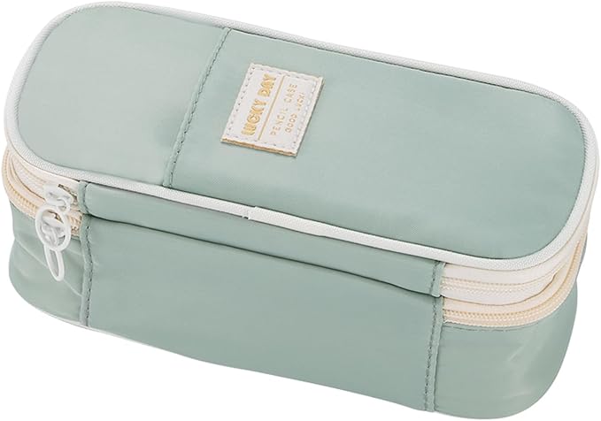 Big Pencil Case Large Capacity Pencil Bag with Zipper Pencil Pouch for Girls Boys Kids Adults Stationery Pencil Pen Case Organizer for School Office Green