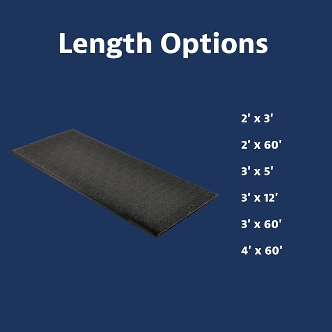 Notrax 411 Sof-Tred™ 4' x 60' x 3/8" Anti Fatigue Mat, Enhanced Slip Resistance with Beveled Edges and Pebbled Surface, Ideal for Industrial and Commercial Workplaces, Black, 411R0348BL