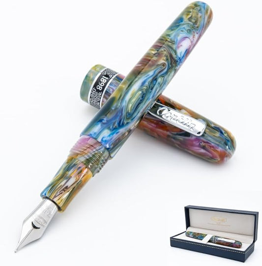 Conklin 1898 Fountain Pen, Misto Green - Broad Nib | Unique Resin Blend Design | JoWo Stainless Steel Nib Made in Germany | Ideal for Writers