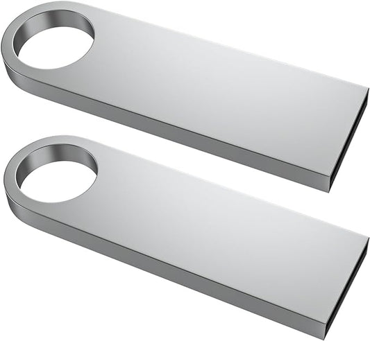 ABLAZE 8GB Flash Drive 2 Pack, Metal USB 2.0 Thumb Drives with Keychains USB Stick Pendrive (Sliver)