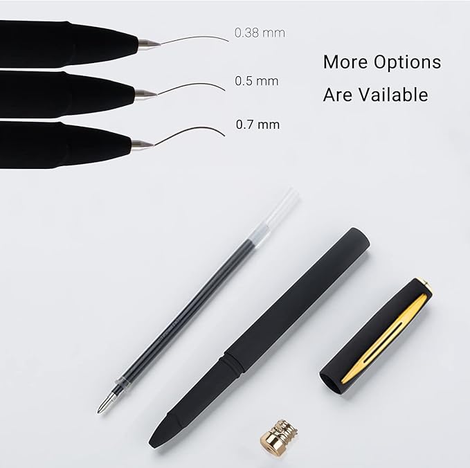 Pens, P-223A, Gel Pens Fine Point [0.7 mm] Black Ink, Roller Ballpoint Pens Matt Design, Stationery Pens for School Office Supplies