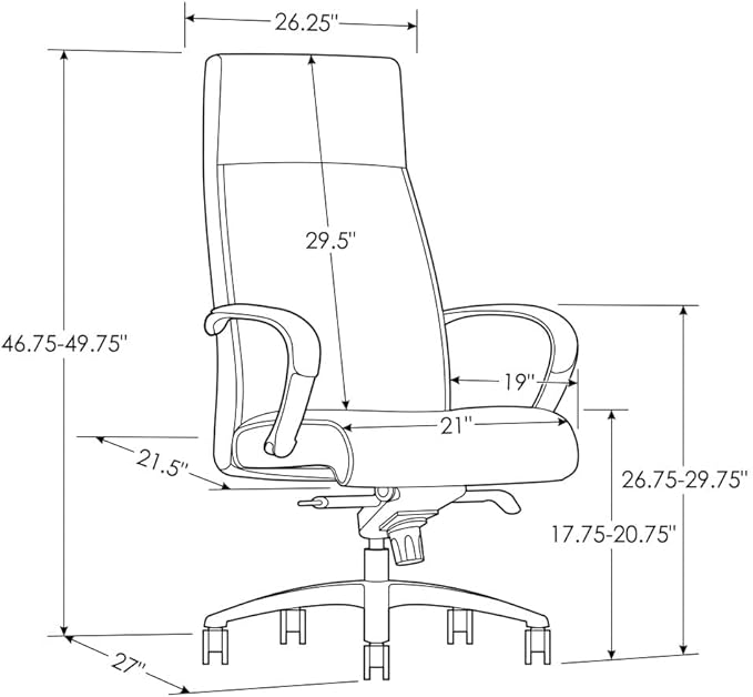 ZURI Forbes Genuine Leather Aluminum Base High Back Executive Chair - Tan