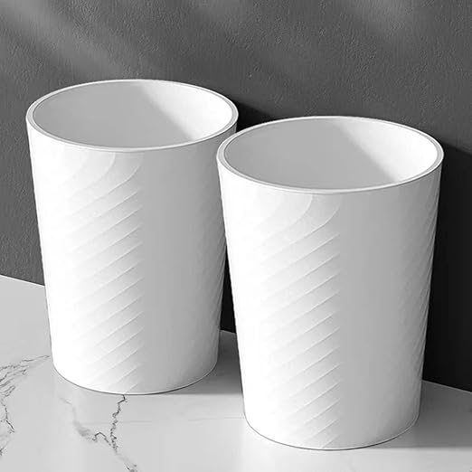 Bathroom Trash Can 1.8 Gallon Waste Basket 2 Pack Small Garbage Can for Toilet Office Bedroom, White
