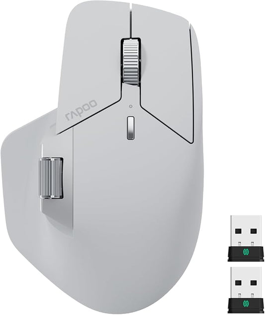 Rapoo MT760 PRO Wireless Mouse, NearLink + Bluetooth 5.0 Multi-Device, 12K DPI, 2K Polling, Ergo for Work & Gaming, 11 Programmable Buttons, On-Board Memory, Quiet Clicks, USB-C, 120 Days Battery Life