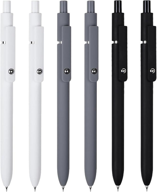 6pcs Gel Pens,0.5mm Fine Point Black Ink Pens With Smooth Wirting,Qucik Dry Pens For Journaling,Cute Nice Aesthetic Pens, Office School Supplies Women Men Student(WH+GY+BK)