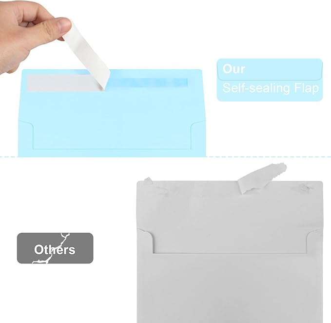 Joyberg 50 Pack Blue 5x7 Envelopes - Self Seal for Weddings, Invitations, Photos & Greeting Cards