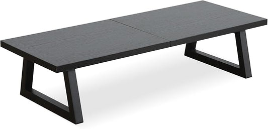 TEAMIX 24 inch Monitor Stand Riser, Black Wood & Steel Computer Monitor Stand with Storage, Laptop, PC, Printer Stand Riser for Desktop Office Desk Organizers