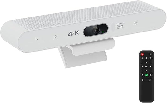 TOALLIN 4K Webcam with Microphone and Speaker, All-in-One Video Conferencing Camera, USB Video Bar, AI Auto-Framing & Speaker-Tracking, Conference Room Web Camera for Laptop, Meetings, Video Calls