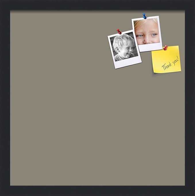 PinPix 17x17 Inch Cork Bulletin Board. This Decorative Framed Pin Board Comes with Pewter Design and a Satin Black Frame. Ideal for Home Office Decor or Message Board (PinPix-1812)