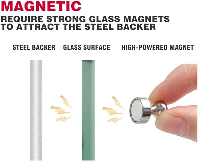 72" x 40" Black Glass Whiteboard | Frameless Magnetic Dry Erase Board with Marker Tray | Premium Frosted Glass Surface - Wall Mounted for Office, Conference Room & Home