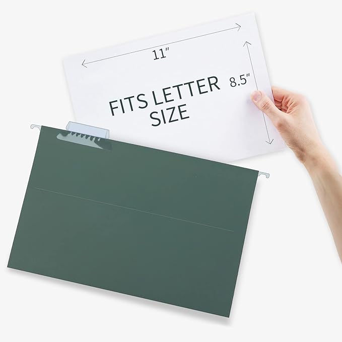 HERKKA Extra Capacity Hanging File Folders, 60 Pack Reinforced Letter Size Hanging Folders with Heavy Duty 2 Inch Expansion, Designed for Bulky Files, Medical Charts, Green