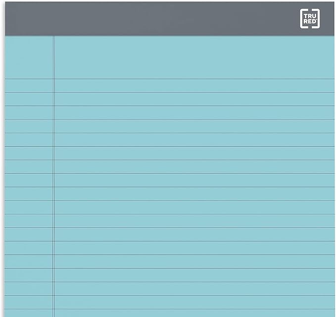 TRU RED Staples TR57363 Notepads, 8.5-Inch x 11.75-Inch, Wide Ruled, Pastels, 50 Sheets/Pad