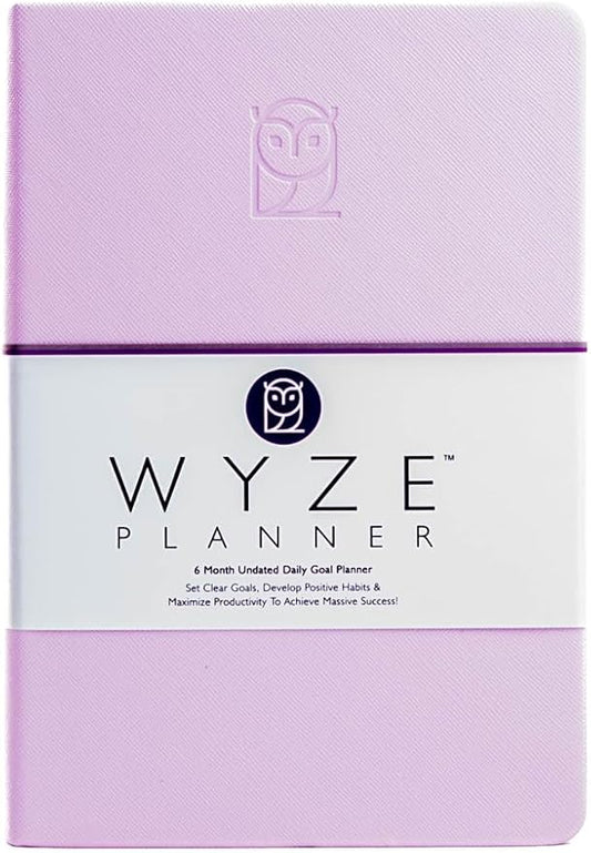 Undated Daily Planner – 6-Month A5 Productivity Organizer with Full Page Per Day, Hourly Schedule, Goal Setting, Habit Tracker, Weekly & Monthly Pages – Hardcover Time Management Notebook (Lilac)