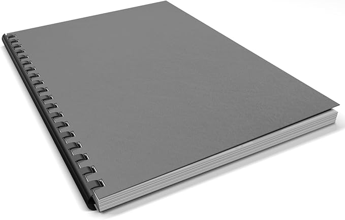 Binditek 50 Pack 16 Mil Leather Textured Polycovers - Binding Presentation Covers for Business Reports and Proposals 8-1/2 x 11 Inches, Grey Color, for Students and Coworkers