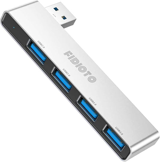 Small USB Hub, Fidioto 4 Port USB Adapter(1 * 3.0 Hub, 3 * 2.0 Hub), Multi USB Port Expander for Laptop, iMac Pro, MacBook Air, Mac Mini/Pro, Notebook PC, USB Flash Drives and Mobile HDD Etc.