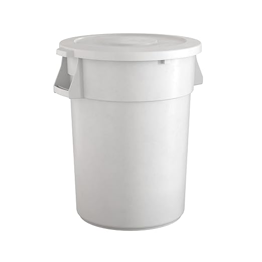 44 Gallon White Round Commercial Trash Can with Lid