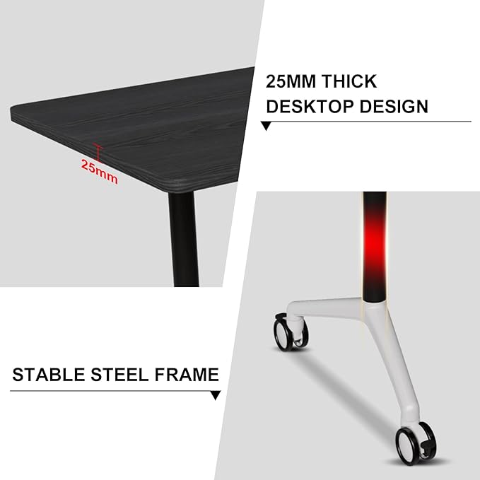 Conference Room Table with Flip-Top Design for Dynamic Meetings, Business Table Computer Desk with Heavy-Duty Frame,Foldable Seminar Meeting Tables for Home Office (4, F, 55.1IN)