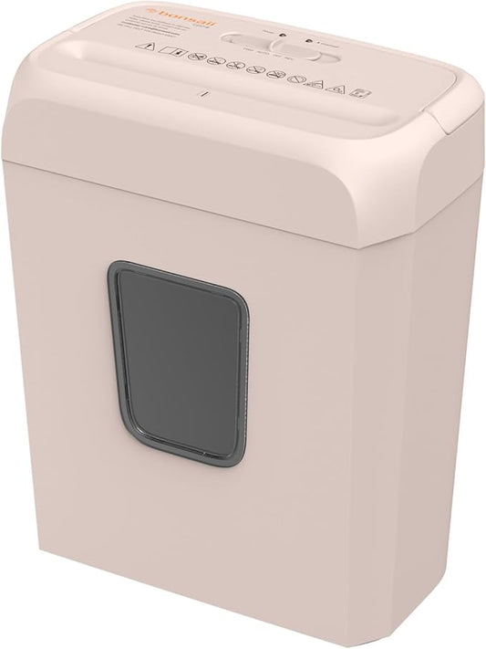 Bonsaii Compact Design for Business Paper Shredder, 6-Sheet Cross-Cut, Credit Card Shredder, Home Office, Handle for Document, Mail, Staple, 3.4 Gal Wastebasket, Pink(C237-B)