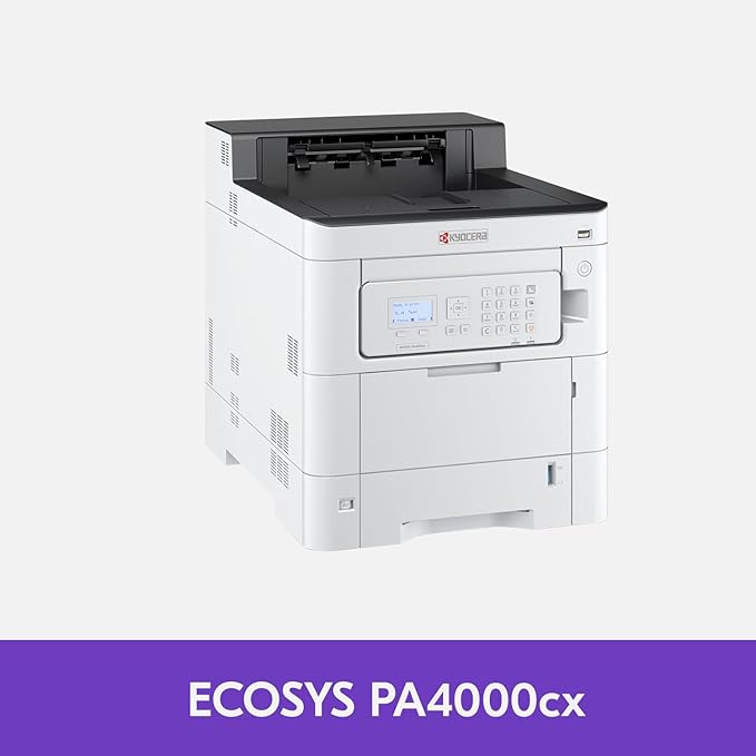 KYOCERA ECOSYS PA4000cx Color Laser Printer 42 ppm, 1200 dpi, Gigabit Ethernet, 5 Line LCD with Hard Key Control Panel, 650 Sheet Capacity