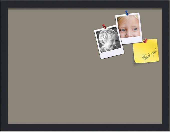 PinPix 20x15 Inch Cork Bulletin Board. This Decorative Framed Pin Board Comes with Pewter Design and a Satin Black Frame. Ideal for Home Office Decor or Message Board (PinPix-1812)