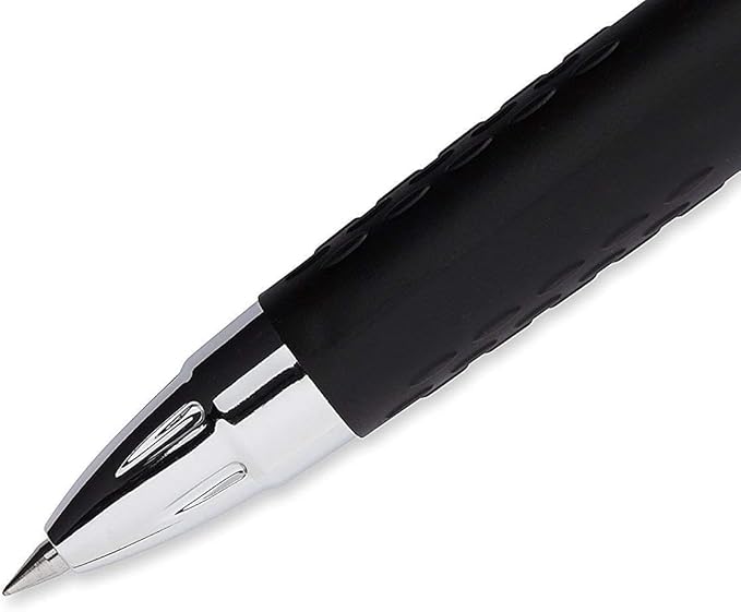 Signo 207 Roller Ball Retractable Gel Pens, Bold Point (1.0mm), Black Ink, 6 Count, Bundle with Plastic Reusable Pouch