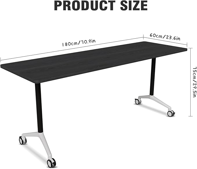 Conference Room Table with Flip-Top Design for Dynamic Meetings, Business Table Computer Desk with Heavy-Duty Frame,Foldable Seminar Meeting Tables for Home Office (6, F, 70.8IN)