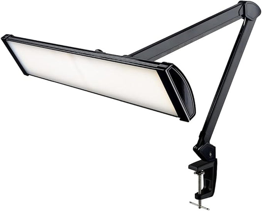 Neatfi Ultra 3,500 Lumen LED Desk Lamp, 45W, 26-Inch Wide Metal Shade, 270 SMD LEDs (Non-CCT with Clamp, Black)