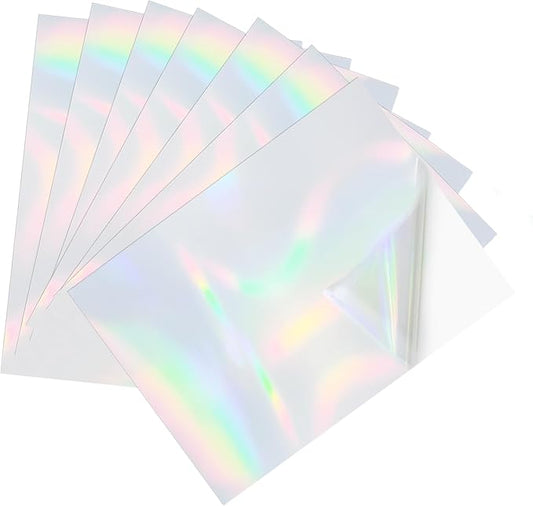 Printable Transparent Laser Sticker Paper, Laser & Inkjet Printable 8.5 x 11 Inches Dries Quickly Stickers Clear Rainbow Vinyl Label 22 pcs