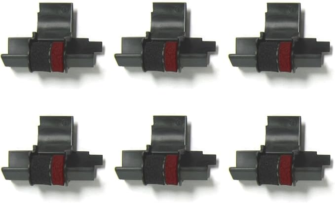 (6 Pack) COMPUMATIC Compatible/Replacement Calculator Ink Roller, Black/Red IR-40T, for Casio HR-300RC HR-200RC HR-170RC HR-150RC HR-100RC HR-100TM HR-150TM and More