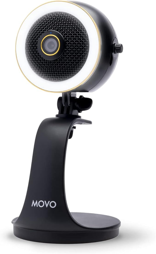 Movo WebMic HD Pro All-in-One Webcam with Microphone and Ring Light- 1080p HD Camera, Pro Cardioid Condenser Microphone, LED Ring Light -HD Webcam for Streaming, Video Conferencing, Recording, Gaming