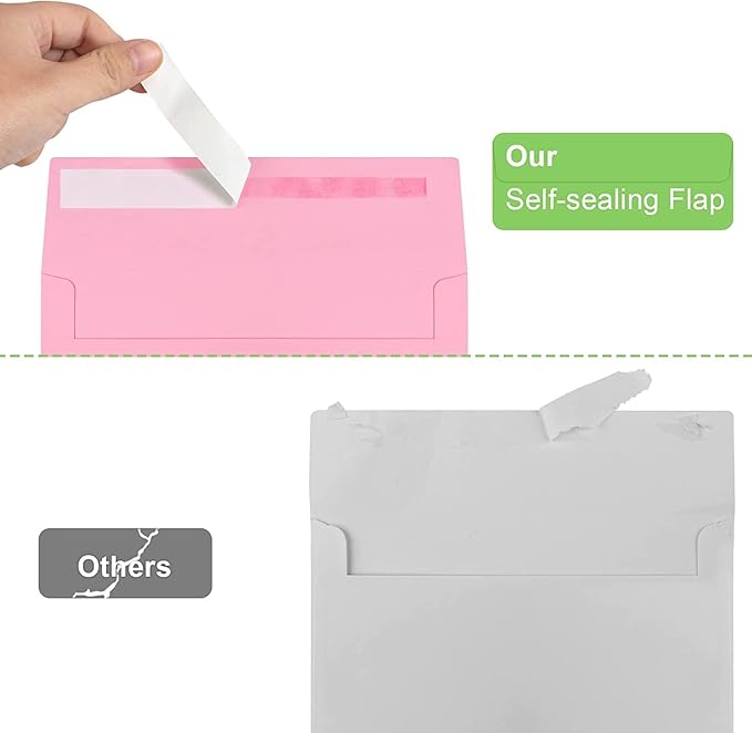 70 Packs A4 Envelope, Pink A4 Envelopes, 4x6 Photo Envelopes for Invitations, Envelopes Self Seal for Weddings, Baby Shower, Photos, Postcards, Greeting Cards, Mailing