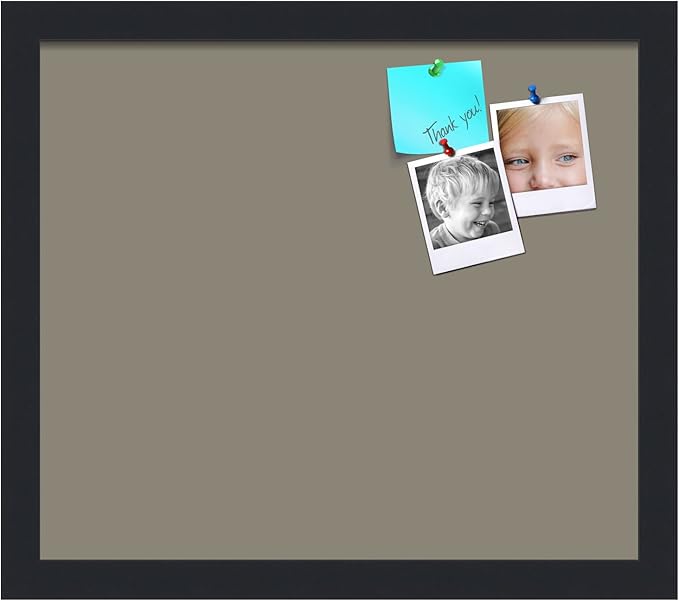 PinPix 15x13 Inch Cork Bulletin Board. This Decorative Framed Pin Board Comes with Pewter Design and a Satin Black Frame. Ideal for Home Office Decor or Message Board (PinPix-1812)