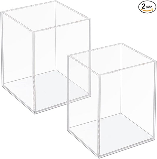 2 Pack Acrylic Pen Pencil Holder, Clear Makeup Brush Holder Cup Storage Office Desktop Desk Table Stationery Organizer