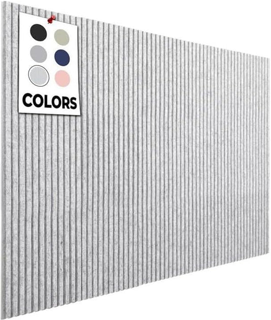 Office Cork Board, 59"x36" | 15 Pack | Felt Tiles for Wall, Tac Board, Large Felt Board, Wall Protector for Dart Board, (Gray Marble Slats)
