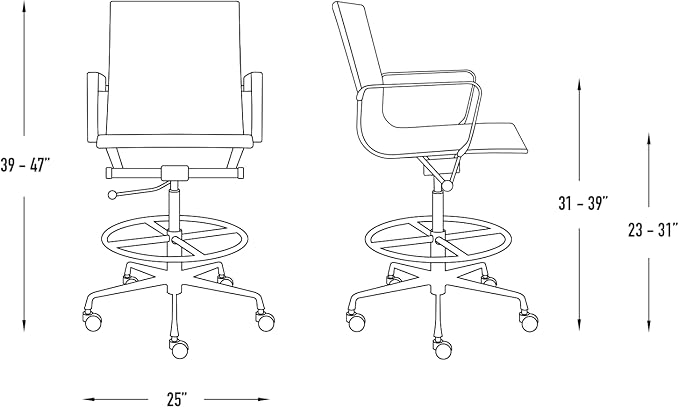 Laura Davidson Furniture SOHO II Ribbed Drafting Chair for Standing Desks, Standing Desk Chair - Ergonomically Designed, Draft Height, Arm Rest & Cushion, Made of Poly-Cotton Fabric, Grey Fabric