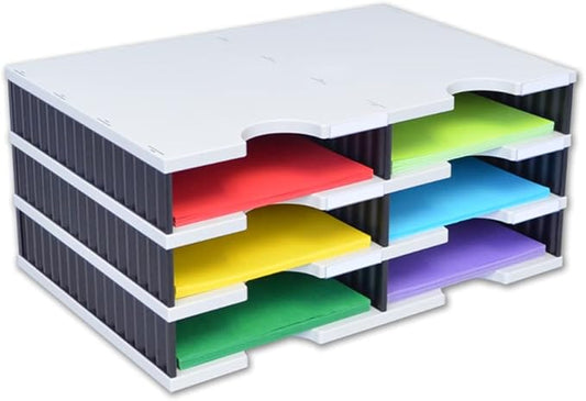 Ultimate Office TierDrop Desktop Organizer/Forms Sorter, 6-Compartments with Optional Add-On Tiers for Easy Expansion, Gray w/Black