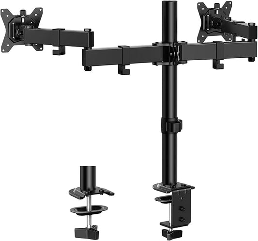 ErGear Dual Monitor Stand, Heavy-Duty Monitor Mount for 17″–32″ Monitors, Flexible Arms with Easy Dual-Monitor Alignment, Sturdy Stepped Arm Design for Superior Support, Supports 22 lbs per Arm