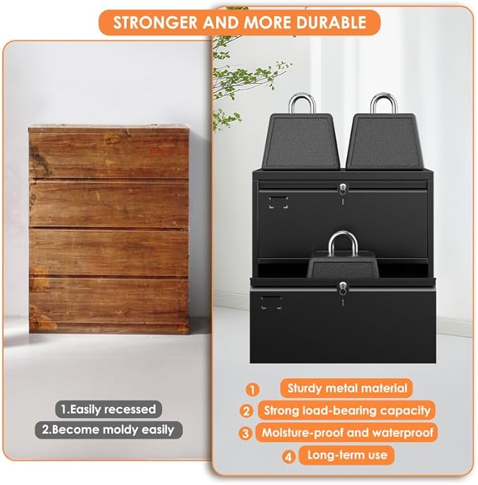 Aobabo Lateral File Cabinet 2 Drawer,Lockable Metal Filing Cabinet, Suitable for Home Office School Hanging Files Letter/Legal Size,Required-Assembly,Black